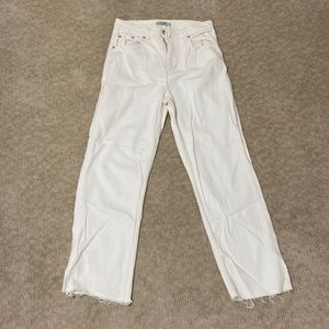 Frayed Hem white jean